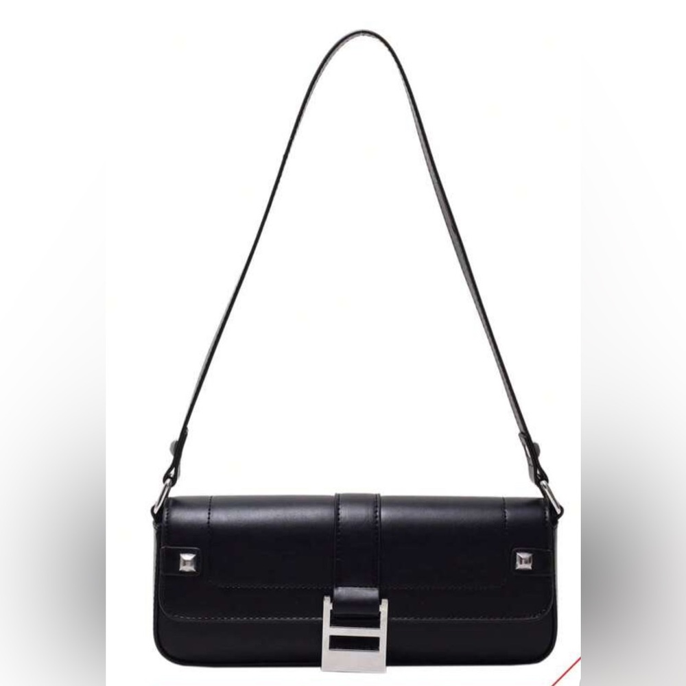 SHEIN Black Shoulder Bag with Silver Accents